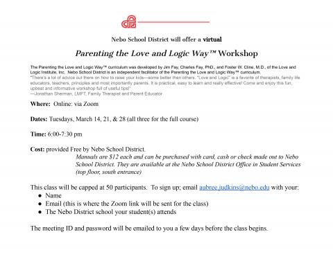 Love and Logic Parenting Flyer