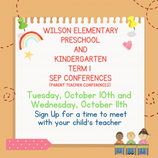 Preschool and Kindergarten SEP Conferences for October 10th and 11th will be held. Sign up to meet with your Child's teacher